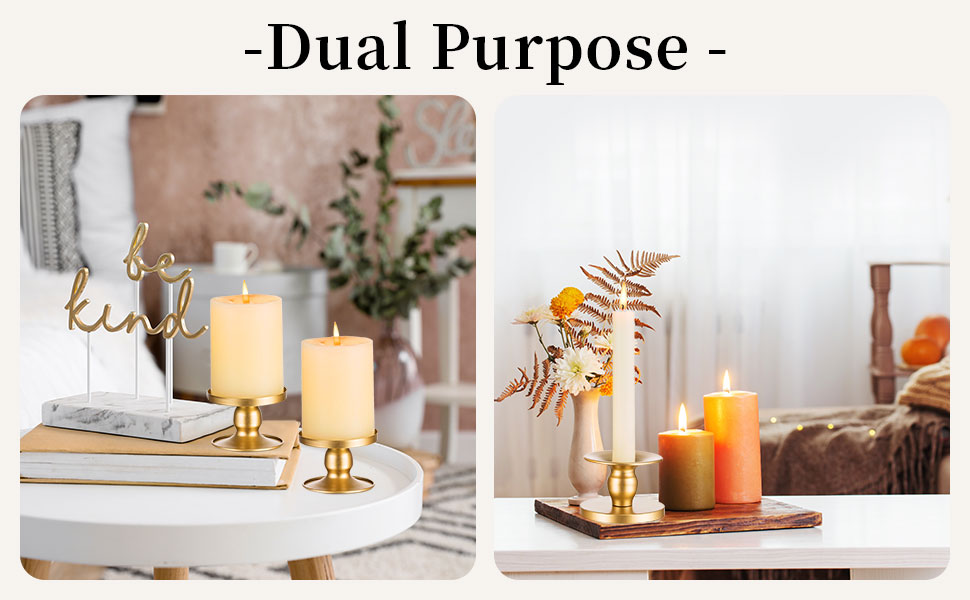Romadedi Candle Holders for Pillar Candles, Gold Pillar