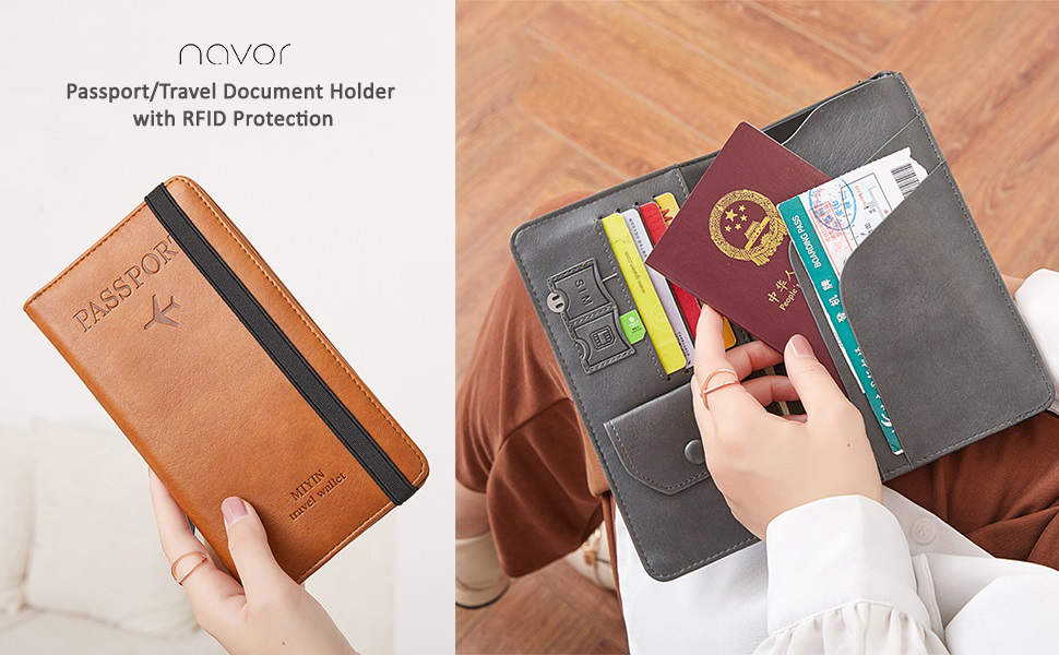 navor Passport/Travel Document Holder with RFID Protection, Portable
