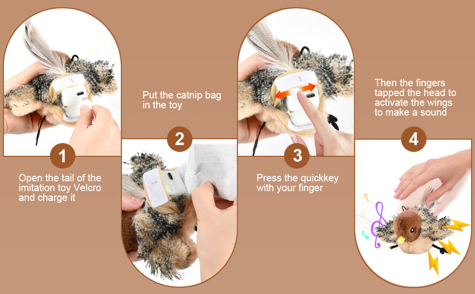 Lifelike Sandpiper Chirping Touch Activated Kitten Toy Catnip Toys