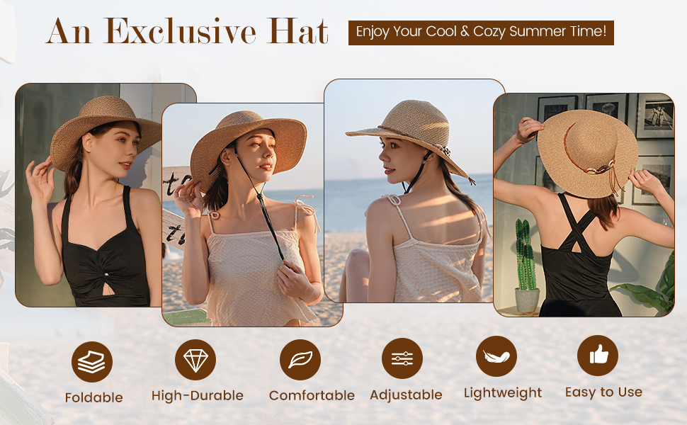 beach hats for women packable sun hat womens straw hats for women