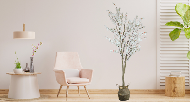 faux trees indoor 6 feet, indoor artificial trees, fake cherry blossom tree, silk trees 6-7 ft