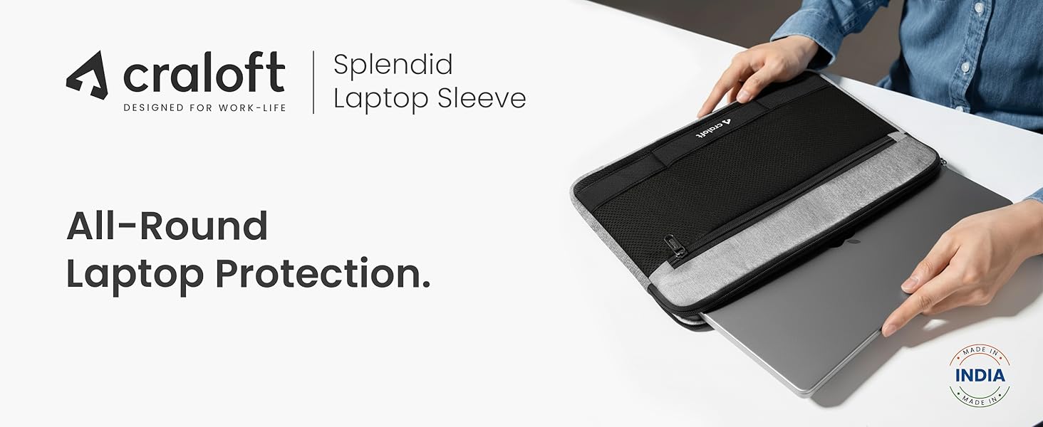 Craloft 14 Inch Portable Laptop Sleeve Cover Bag with Handle - Durable Water-Resistant Polyester Padded Case Compatible with MacBook Air M4, MacBook Pro, Dell, HP, Lenovo - Office & Travel use 31 Craloft laptop sleeve