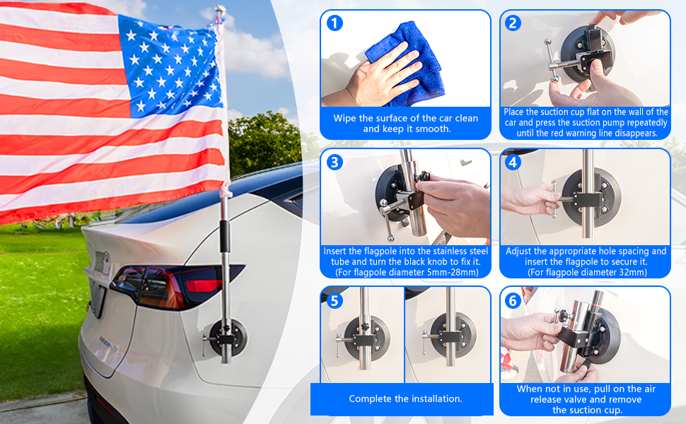 YYDENTOOL Flag Pole Holder Suction Cup Flag Holder,Car Flag