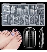 krofaue Toe Dual Forms - Poly Extension Gel Toenail 150pcs Reusable Full Cover Dual Nail Forms fo...