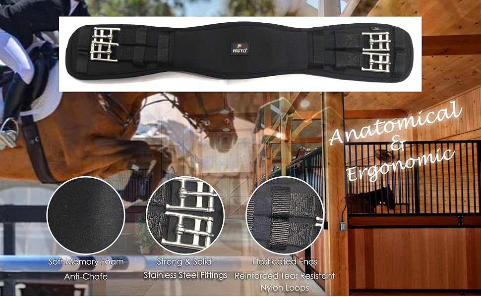 Preto New Dressage Girth Synthetic Memory Foam Equine Girth Anatomical
