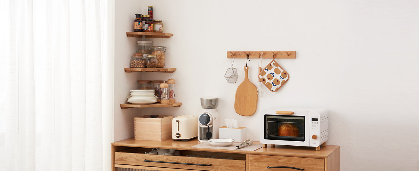 TREOAKWIS Floating Corner Shelves, Solid Oak Wood Corner Shelf for Wall