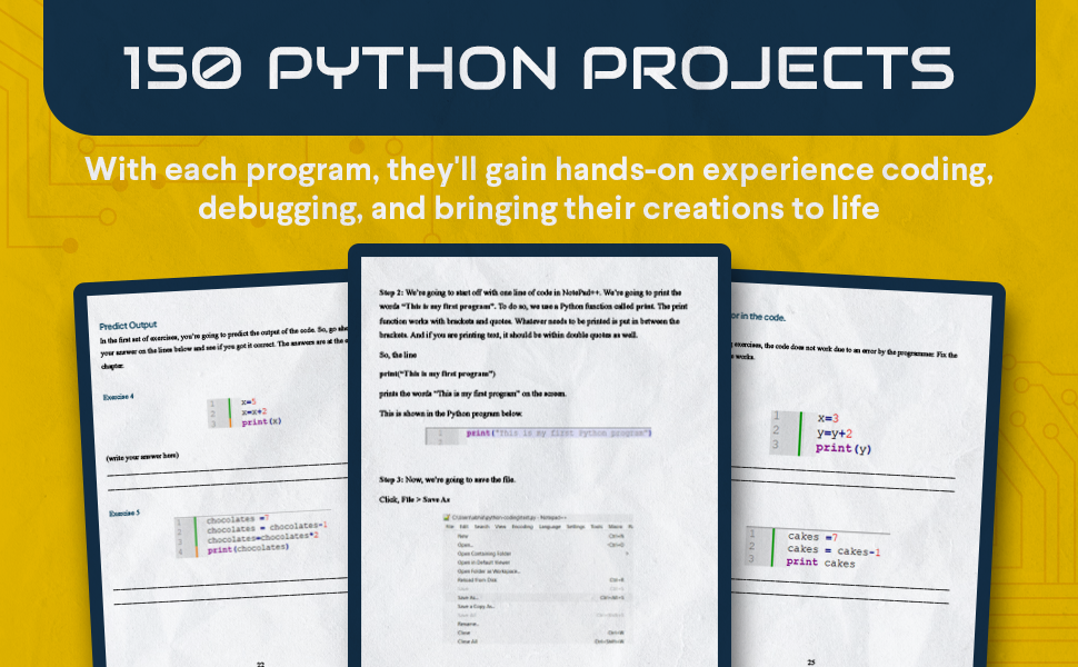Python Programming Projects Workbook for Kids: Master Python in 1 month ...