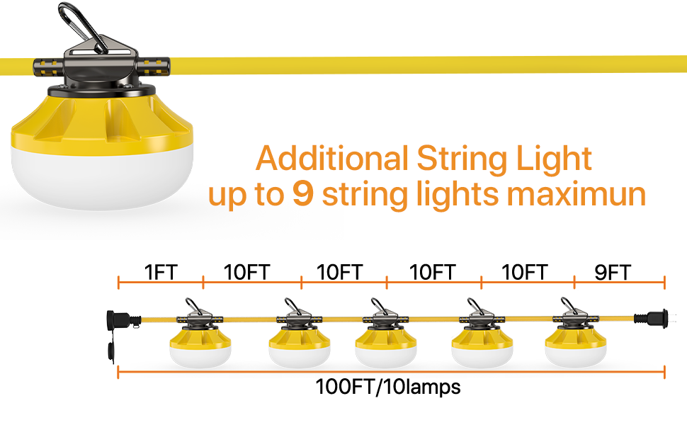 Pvilub 100W Construction String Lights,100FT Temporary Construction