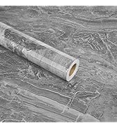 STICKEEP Grey Silver Marble Contact Paper for Countertops Waterproof Marble Peel and Stick Wallpa...