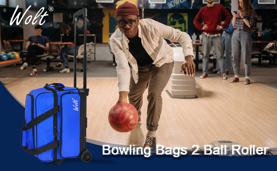 WOLT 2 Ball Bowling Bag with WheelsBowling Bags 2 Ball Roller with Separate Shoe