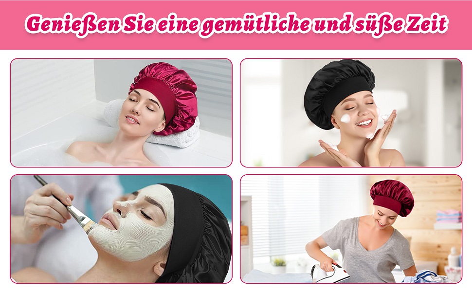 Silk Night Cap Frau mit Haar Satin Cap Night Cap Wide