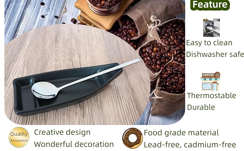 Coffee Spoon and Rest Set of 2 Pieces, Boat Shaped Coffee