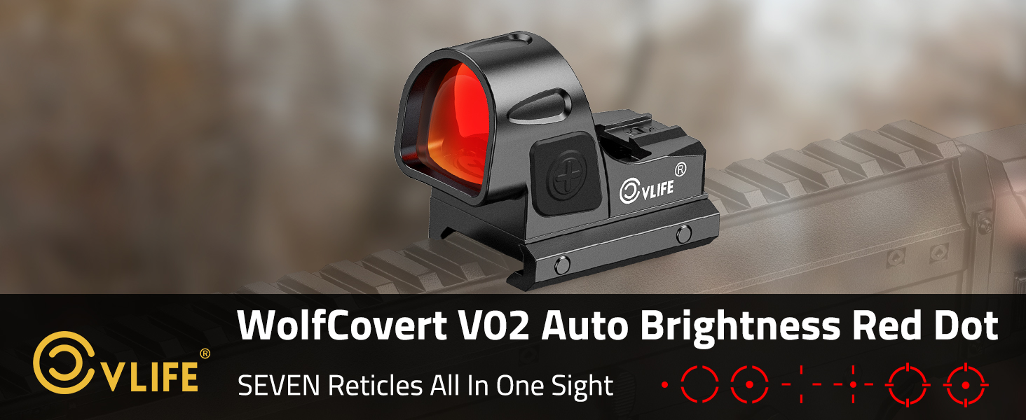 CVLIFE WolfCovert Auto-Brightness 7-Reticle Red Dot Sight