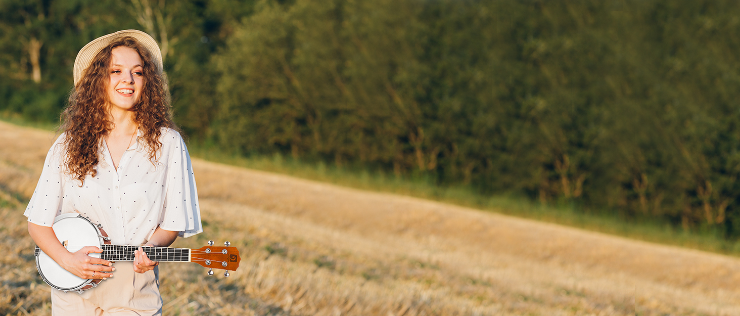 Vangoa Tenor Banjos, 5 String Closed Solid Back 26 inch MINI Banjo with Beginner Kits Gig Bag