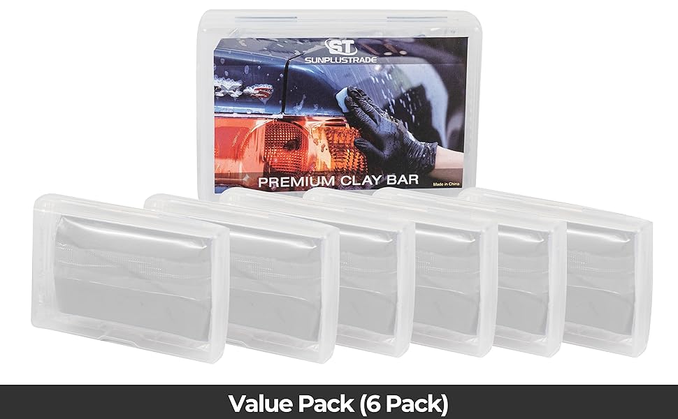 Clay Bar 6 Pack with Storage Box, Premium Grade Clay Bar