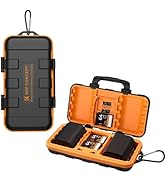 K&F Concept 16 Slots Memory Card & Camera Battery Case, Water-Resistant SD CF TF Battery Holder f...