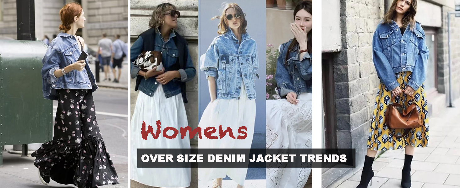 Loose denim jacket macth trends