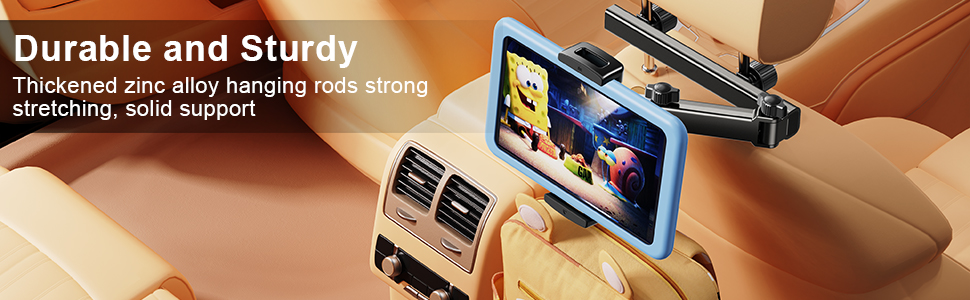 in-car entertainment tablet mount universal headrest tablet clamp car iPad holder for long trips