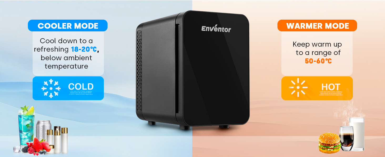 Enventor Mini Fridge 4 Litres, Portable Fridge Small, Cooler and Warmer
