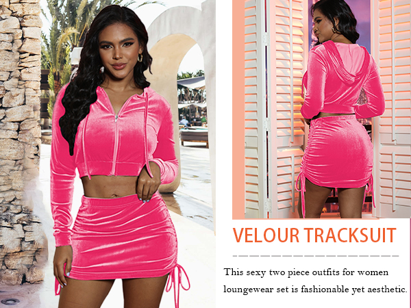 Amazon.com: Skirt Sets Women 2 Piece Outfits Velvet Cute