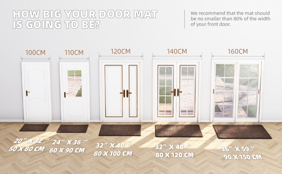 Color G Dark Brown 20"x32" Front Door Mat for Entryway