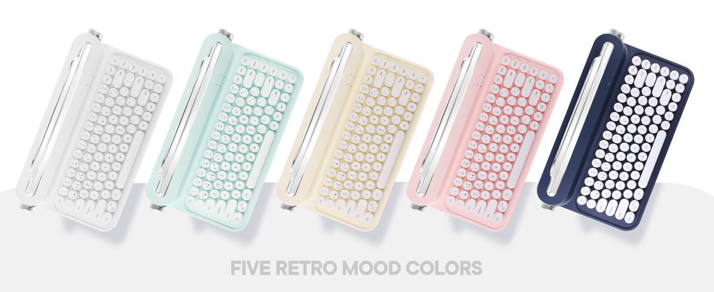 PolaTab ACTTO Retro Mini Bluetooth Typewriter Keyboard, 84Key Wireless Membrane