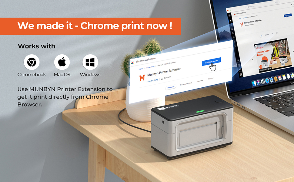 MUNBYN Shipping Label Printer, USB 4x6 Label Printer, USB Thermal Printer for Shipping Labels