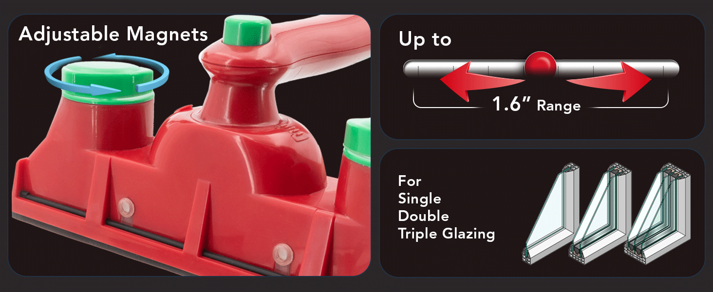 Adjustable MagnetsAdjustment range of outside window cleaner tool magnetic force
