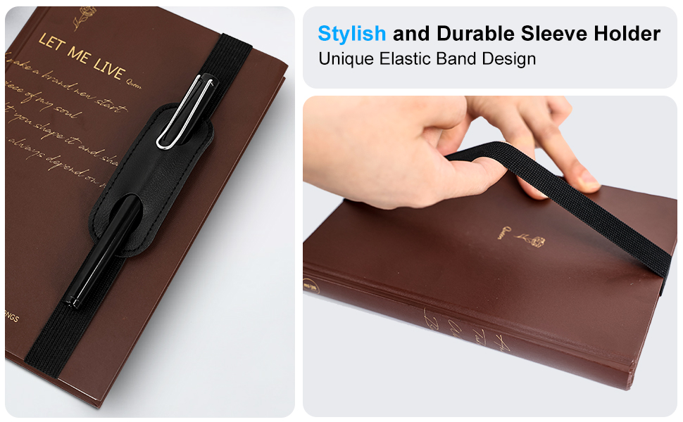 SHUICHEMF Elastic Band Pen Pouch Holder PU Leather Pen