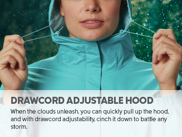 Rain coat with adjustable hood
