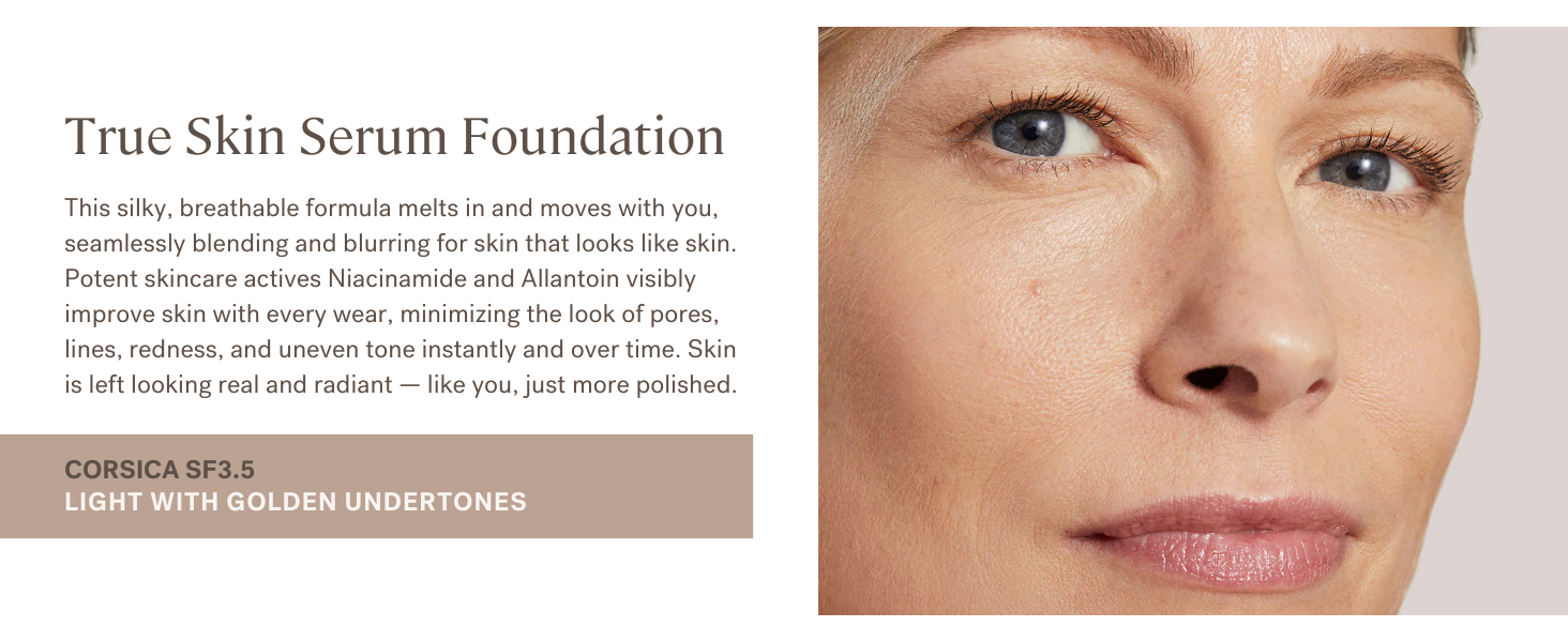 ILIA True Skin Serum Foundation in shade SF3.5 Corsica light with golden undertones