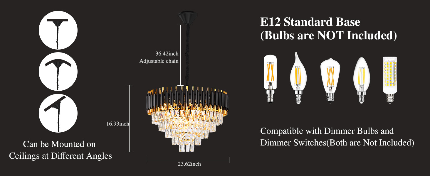 Black and Gold Crystal Chandeliers