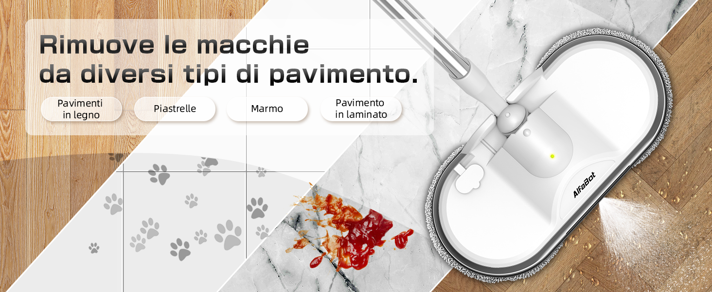 Rimuove le macchie da diversi tipi di pavimento