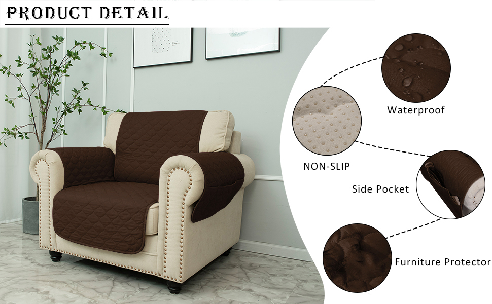 CHHKON Waterproof Nonslip Recliner Cover Stay in Place, Dog