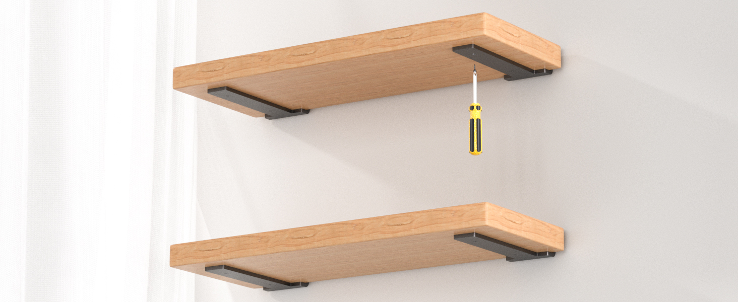 Hidden L Floating Shelf Brackets 12 Inch, 6 Pack Heavy Duty