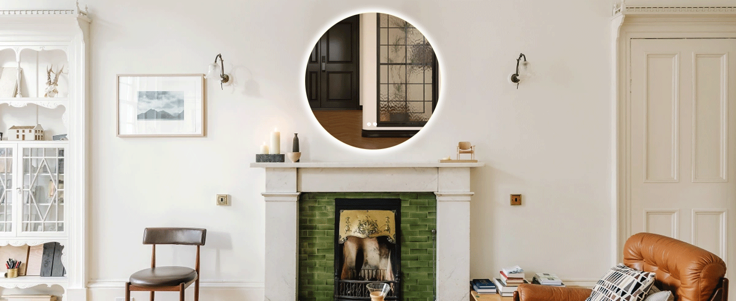 28 inch round backlit mirror