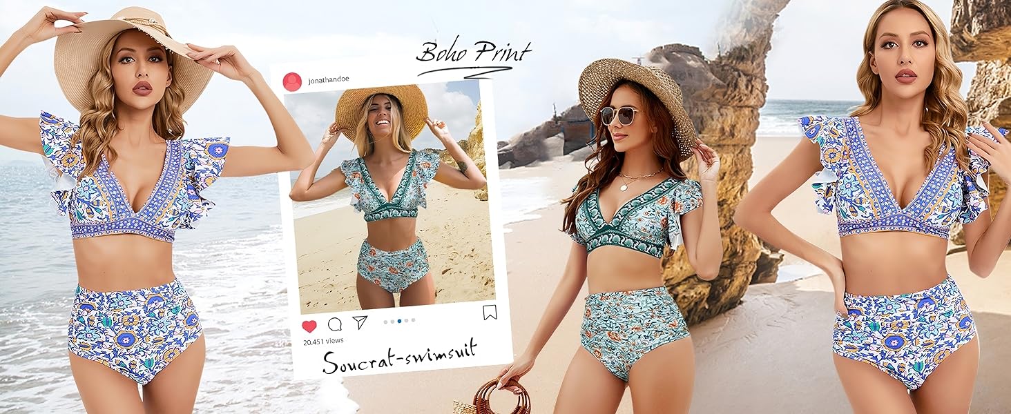 high waisted swimsuits for women high waisted bikini two piece swimsuit for women ruffle swimsuits