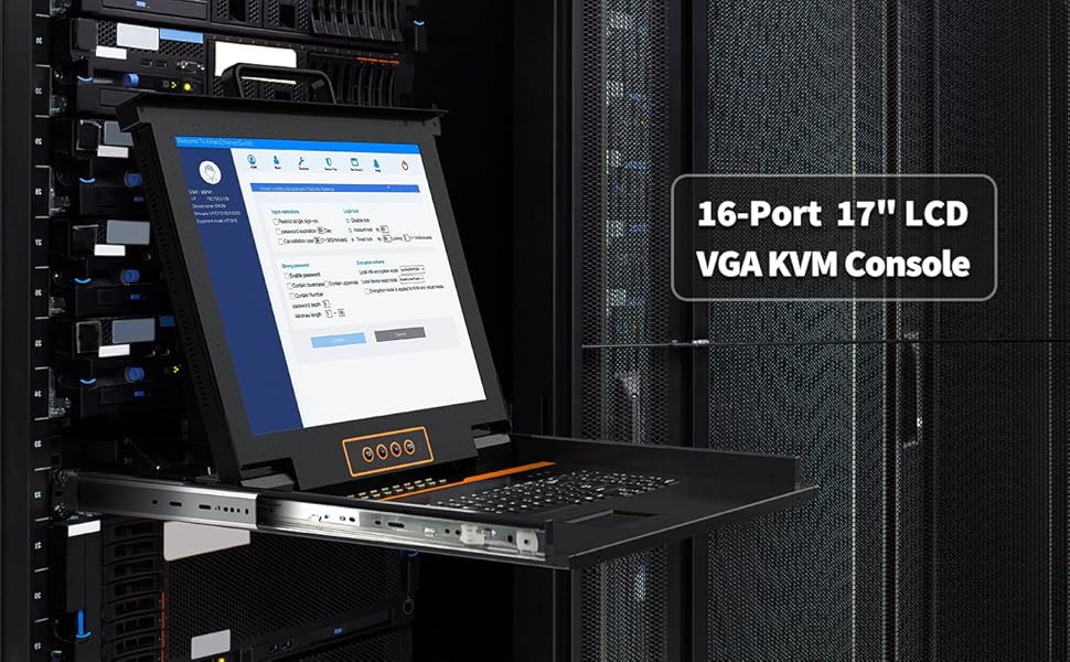 16Port Rack Mount KVM Console with 17'' Rack Mount Monitor and