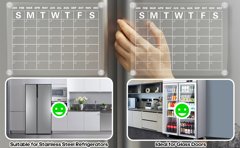 Silicone Suction Cup Calendar,Clear 2 Pcs Planning Board