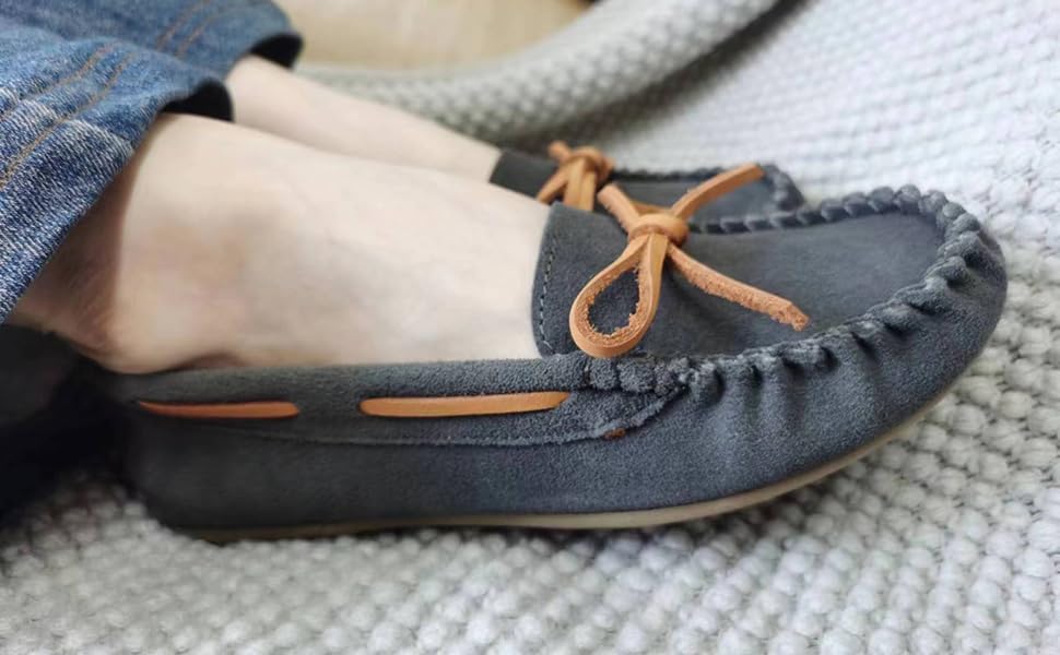 grey moccasin shoes