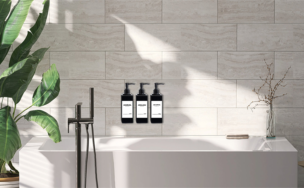 Roselee 3 Pezzi Dispenser Sapone Doccia da Muro, Dispenser Sapone Bagno