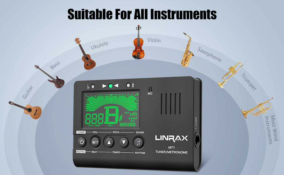 Linrax MT1 Metronome Tuner, 3 in 1 Digital Metronome Tuner Tone Generator for Guitar