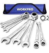 WORKPRO 8-piece Flex-Head Ratcheting Combination Wrench Set, Metric 8-17mm, 72-Teeth, Cr-V Constr...