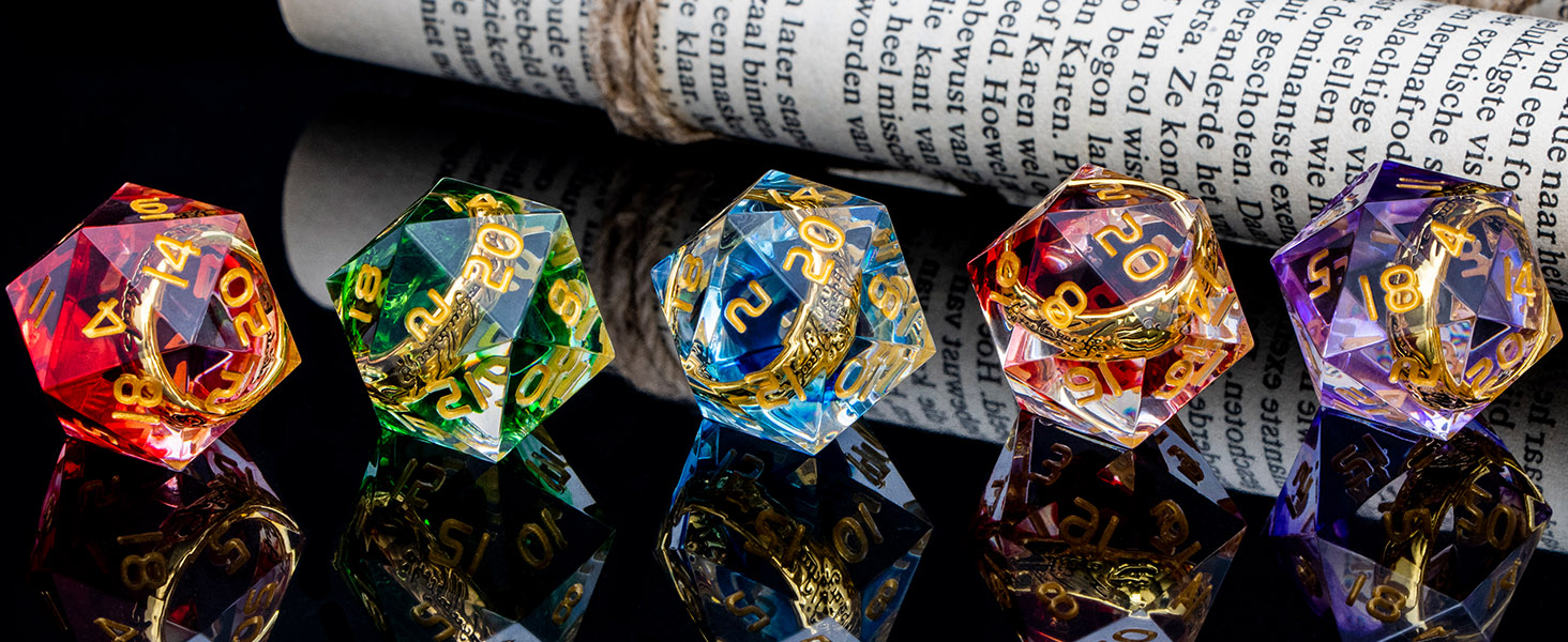 ORIFANTOU DND Dice Set Magic Rings Sharp Edge Dice with