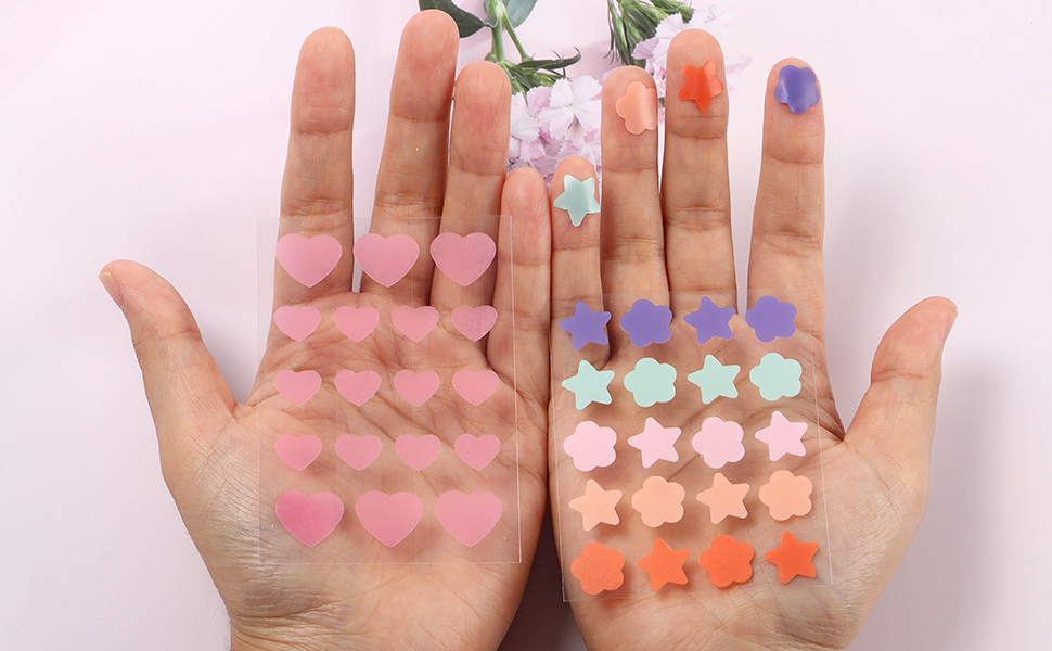 Pimple Patches,114 Pcs Cute Heart Star Flower Shaped Pimple Patches