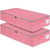 punemi Under Bed Storage Containers, Pink Underbed Storage With Rigid Side/Bottom Support, Closet...