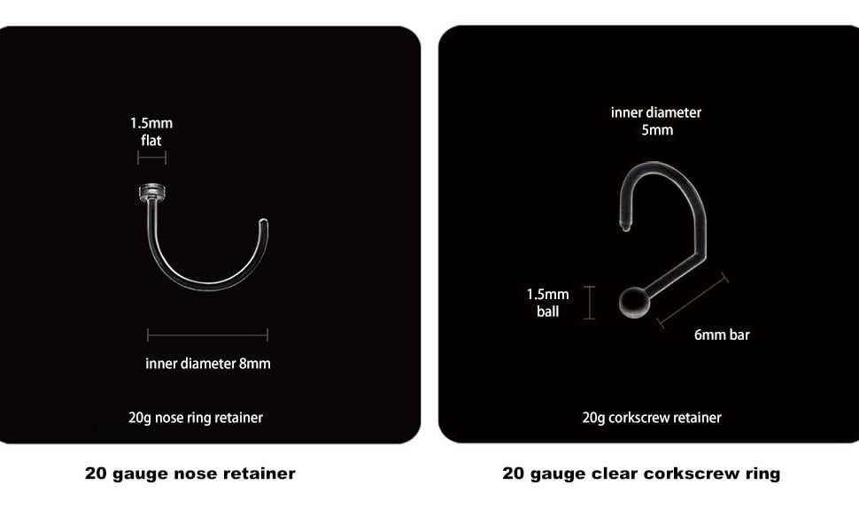 PiercingArt 36Pcs 20g Small Clear Nose Studs Rings