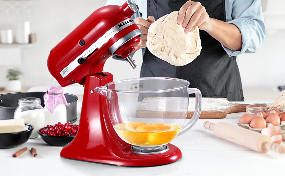 Gdrtwwh Glass Bowl for KitchenAid 4.55 Quart TiltHead Stand Mixer,Replacement with