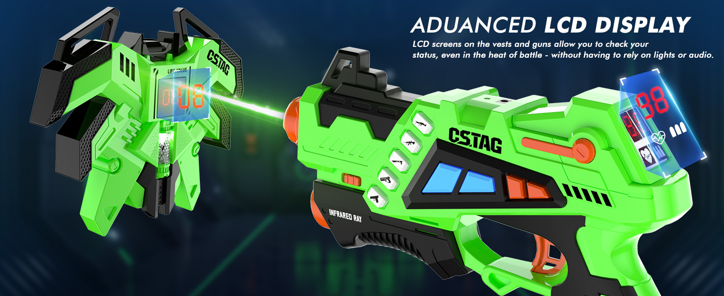 VATOS Wiederaufladbares Laser Tag Set 4 Laser Tag Pistolen mit 4er Set mit Westen Infrarot