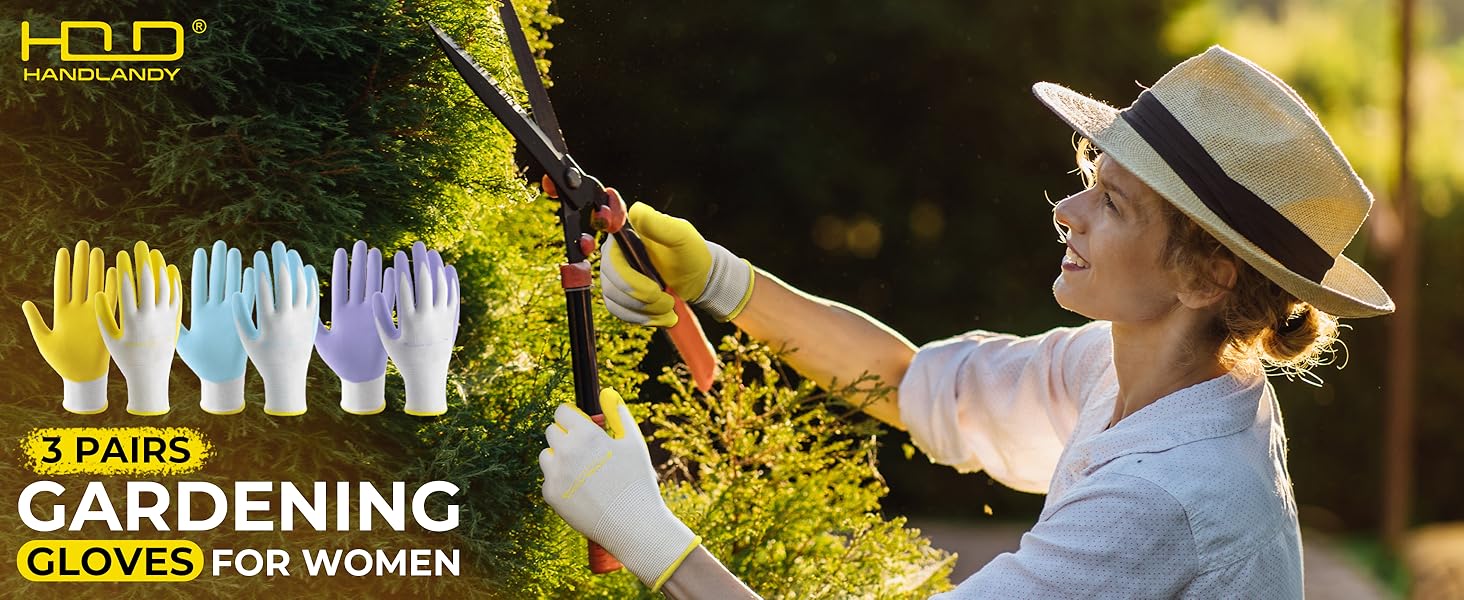 Womens Gardening Gloves Nitrile Coated Breathable Flexible Yard Work Gloves Gift for Gardeners